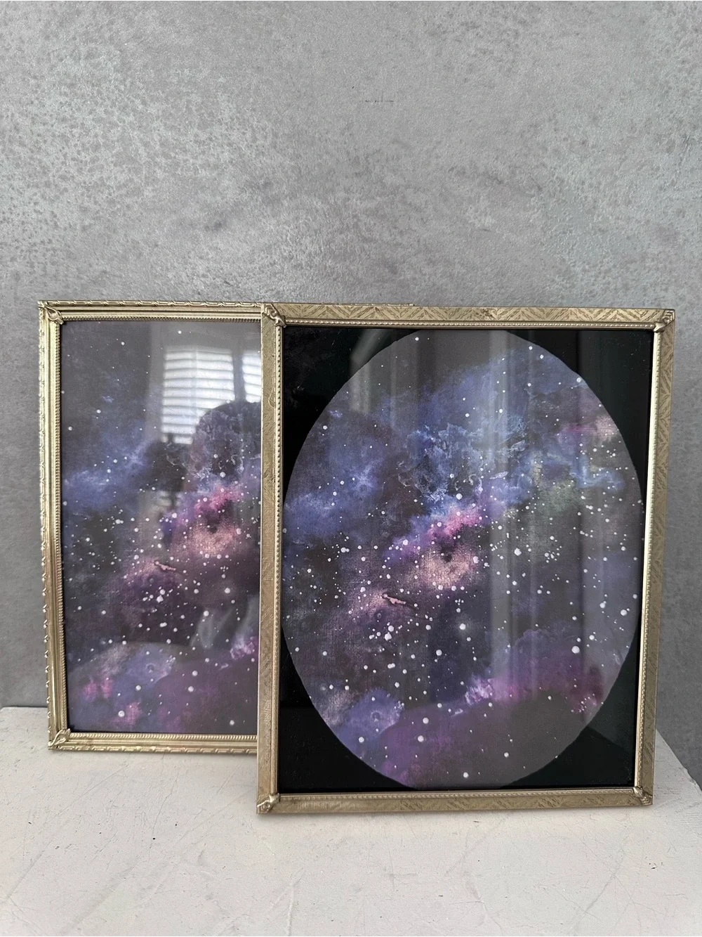 2 Vintage Embossed ORNATE Brass GOLD Picture Frame 8X10 REVERSE PAINT